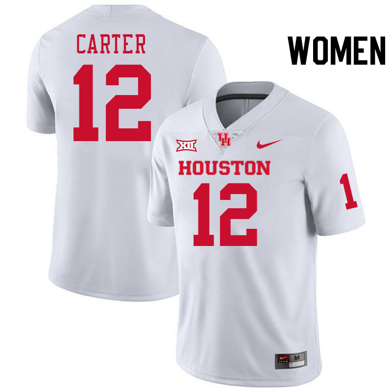 Women #12 Ajani Carter Houston Cougars College Football Jerseys Stitched-White